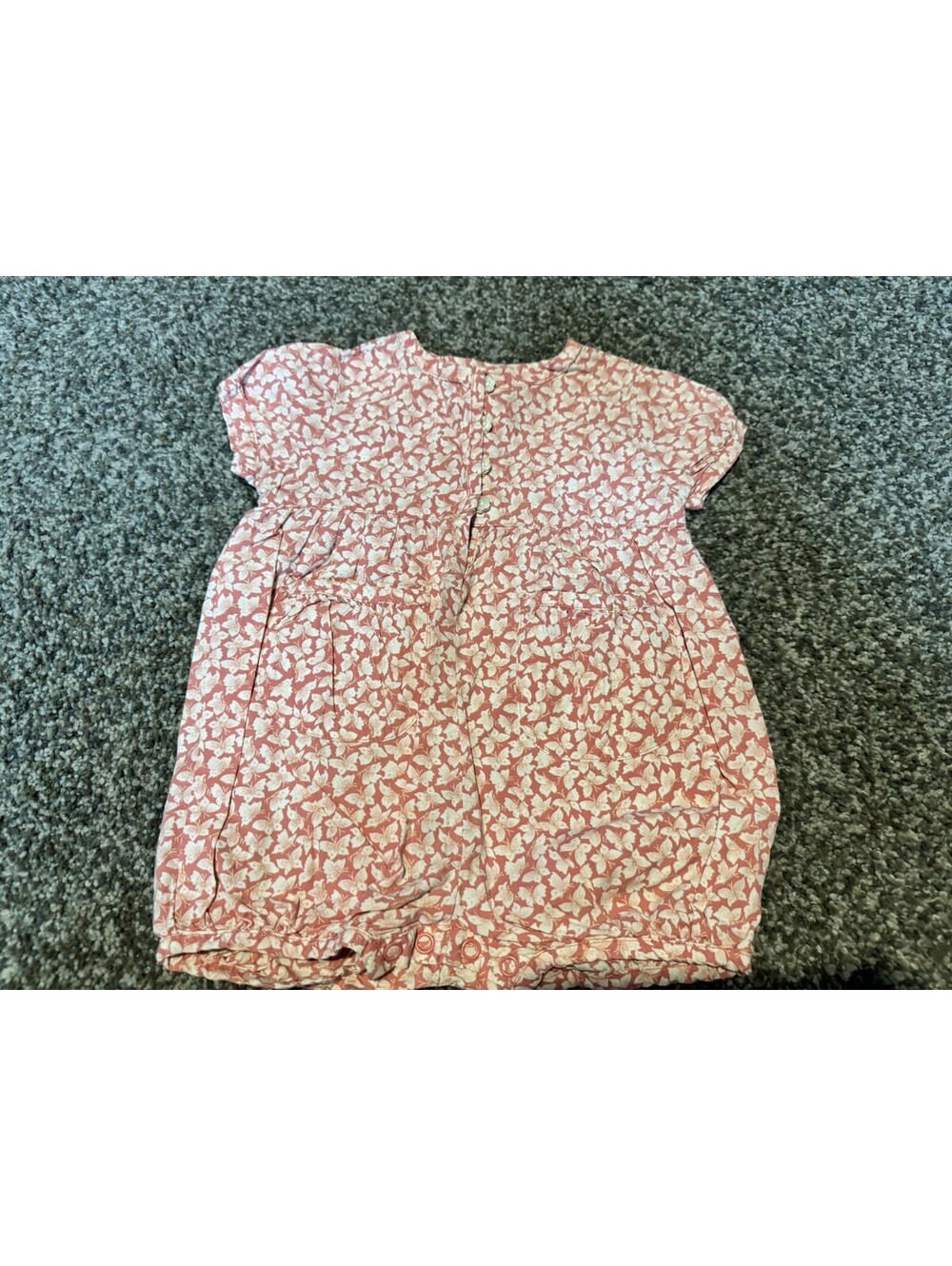 Baby Gap Girls Coral Pink Butterfly Print Cotton Bubble Romper 3-6 Months